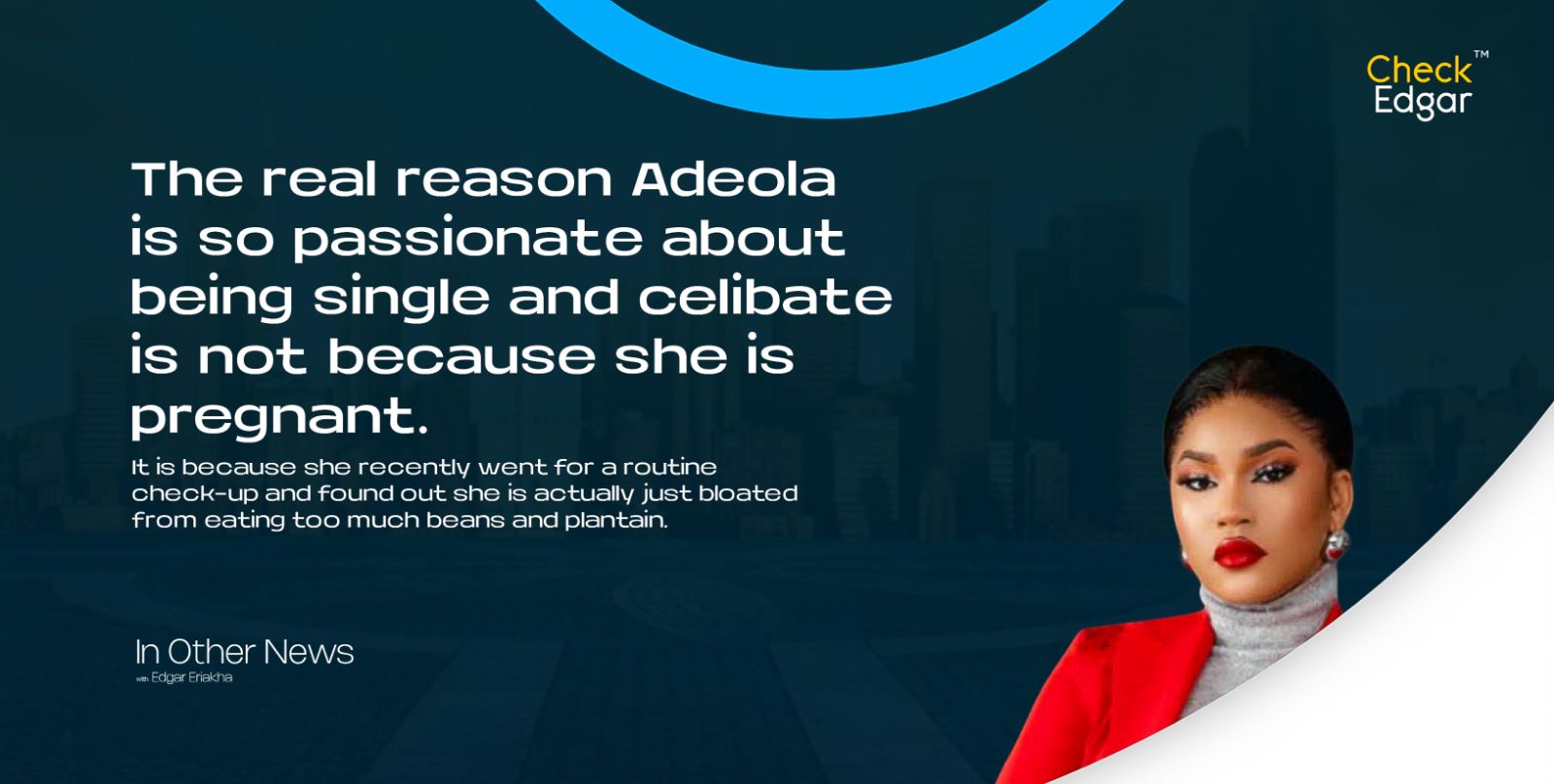 Adeola Diiadem in a formal red jacket, gazing directly at the camera.