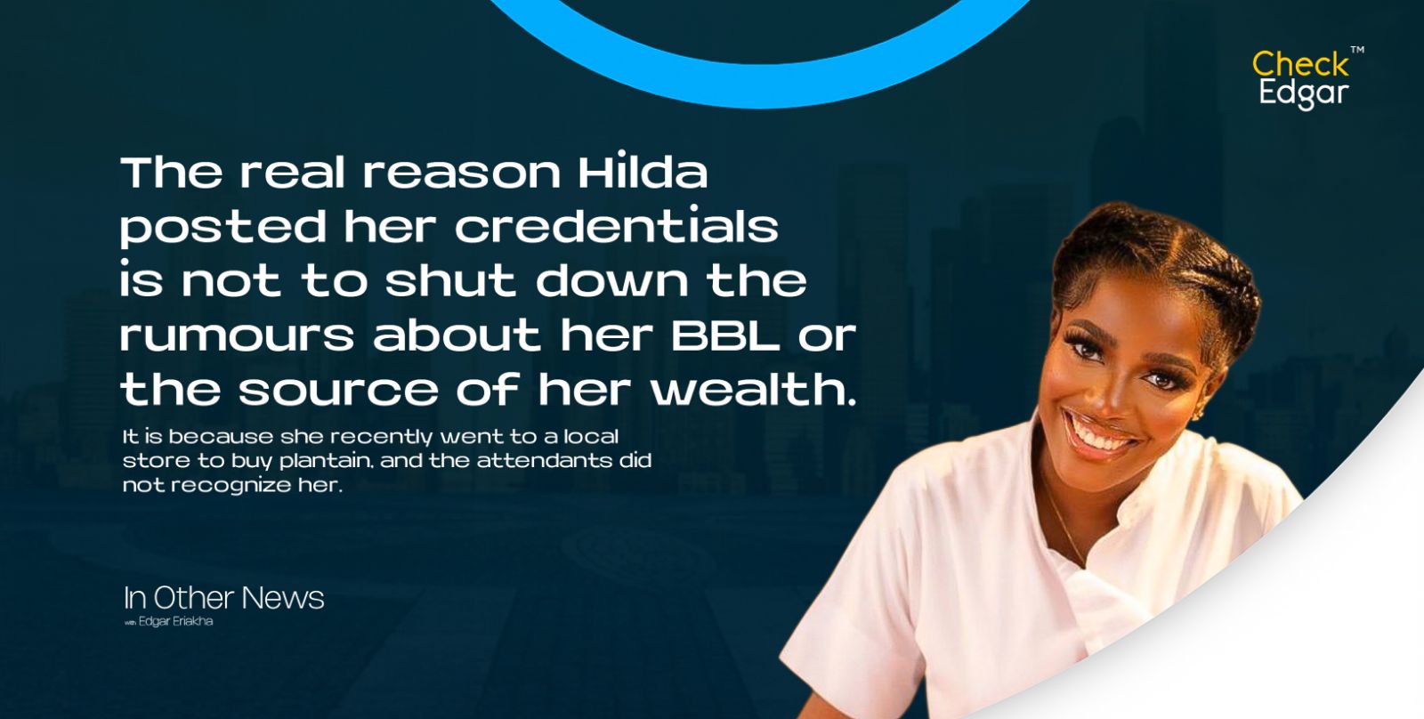 Hilda Baci with braided hair smiles at the camera, wearing a white shirt.