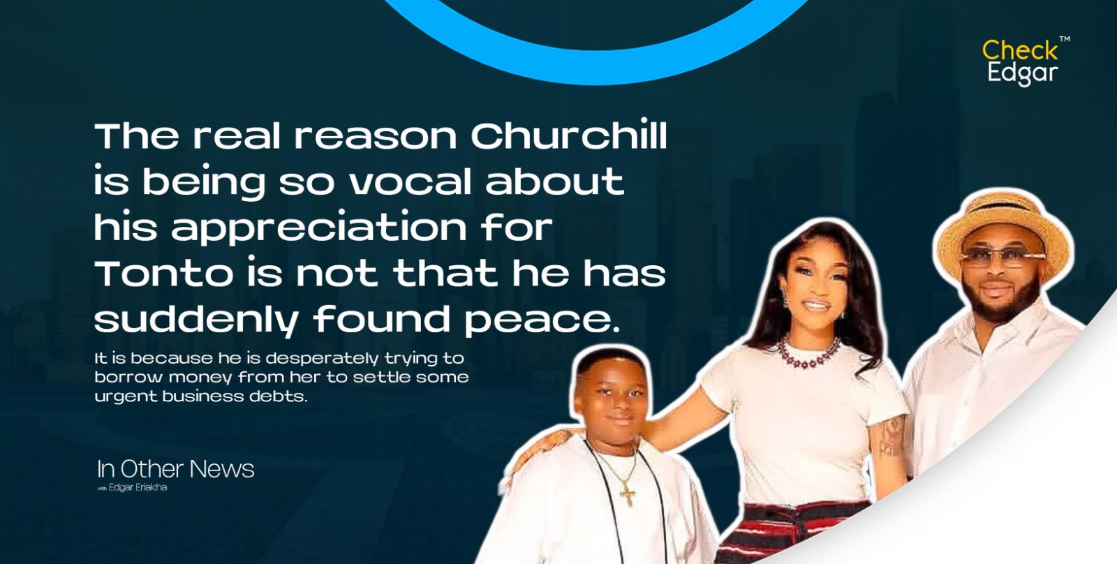 Tonto Dikeh, Churchill and their son pose together, all smiling happily.