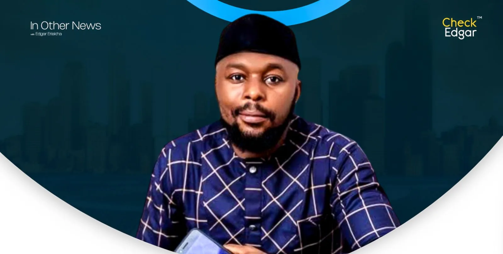 Radiogad with a trimmed beard, wearing a traditional cap, poses with a phone.