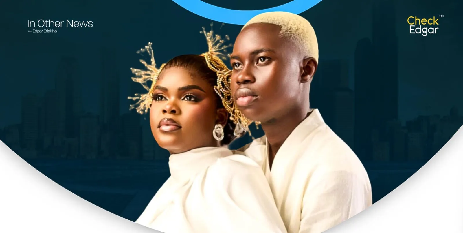 Jarvis and Peller stands together, featuring intricate hairstyles and modern attire.