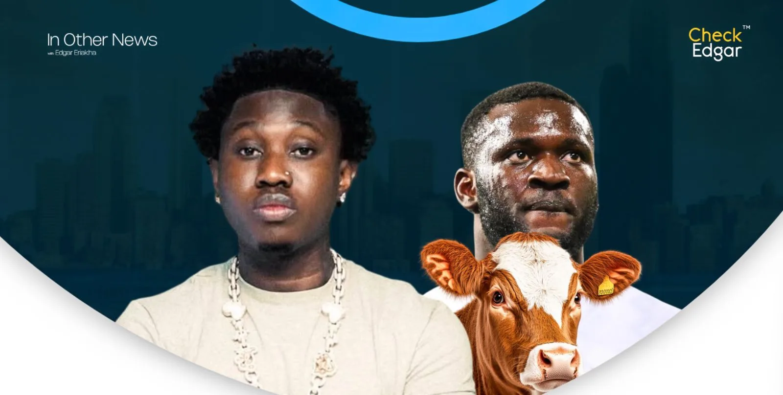 Zlatan wearing a light shirt and necklace, Victor Boniface in sportswear.