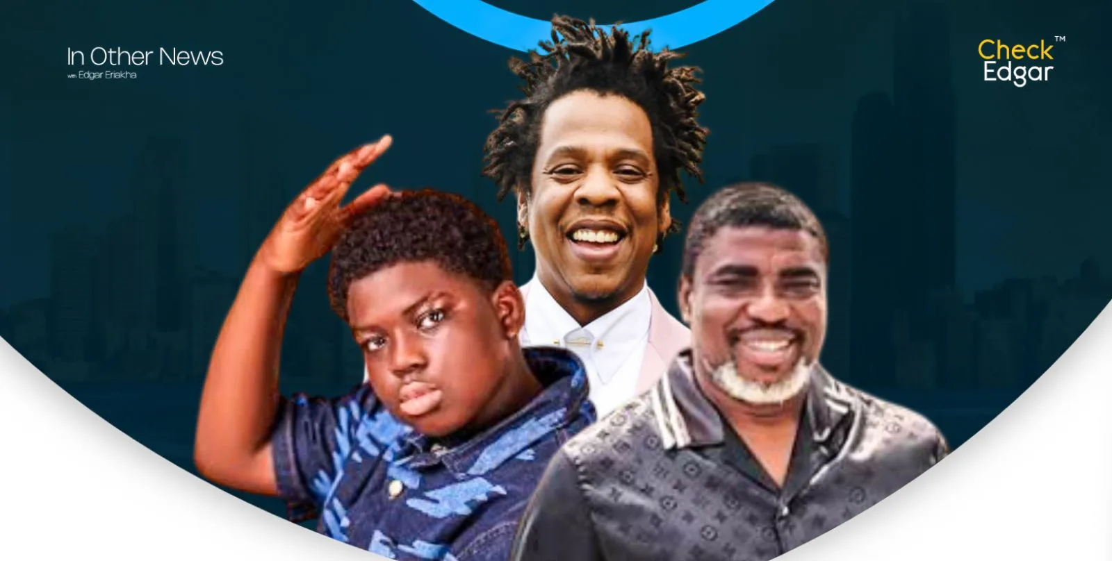 Ice King in a blue shirt, Jay-Z smiling with dreadlocks, and King Ochaco with a beard.