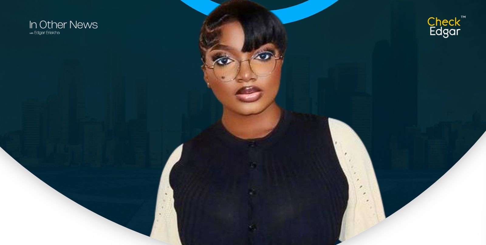 Papaya Ex wearing glasses and a black outfit with a white sleeve.